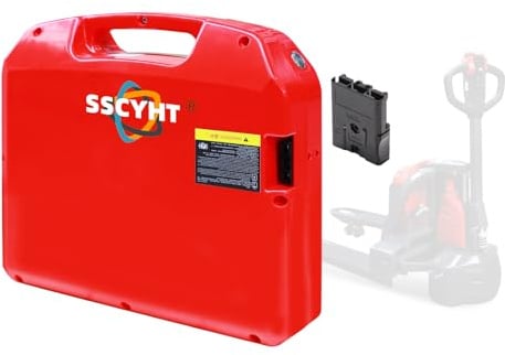 SSCYHT Batteria transpallet Elettrico 24V 20Ah 30Ah 40Ah 60Ah e Batteria Litio 48V 20Ah 30Ah per Carrello elevatore con connettore SBS75X, Kit Ricambio per Motori carrelli 50-1440W
