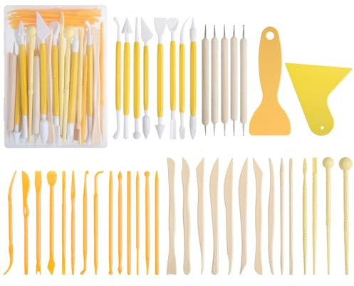 NUTKIT Modellierwerkzeug, 43-teiliges Modellierwerkzeugset mit Tonwerkzeuge | Keramik Werkzeuge, Clay Tools Pottery Tools, Töpferwerkzeug-Set für DIY Fondant Keramik Skulptur und Kuchen