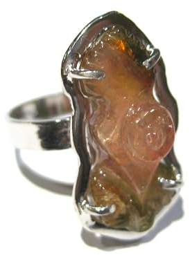 Generico anello tormalina rosa fiore argento 925%