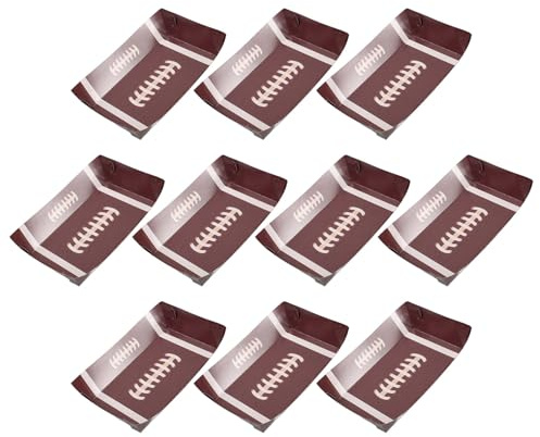DOITOOL Lot de 10 Plateaux-repas de Football en Rigide Marron Rugby, de Fête pour Anniversaire et Soirées à Thème Football, Décoration Table Festive pour Snacks et Collations
