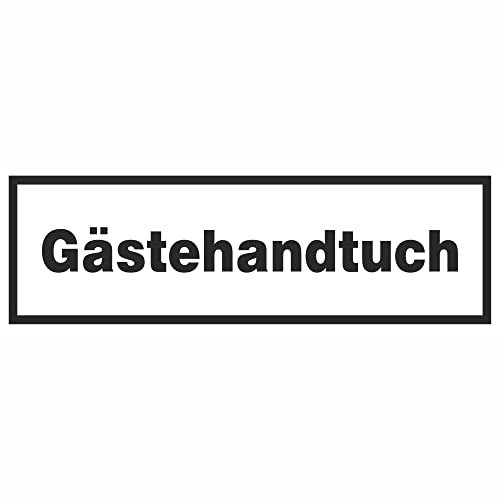 Indigos UG Aufkleber Gästehandtuch - 6x2 cm - selbstklebender Sicherheits Aufkleber für Tür oder Wand - Warnschild für Gebäude, Hotel, Büro, Firma, Haus, Praxis