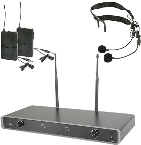 60m Wireless Microphone Receiver System - Neckband Headset Belt Loop Transmitter