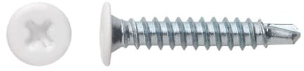 Index Fixing Systems BCP CB - Lot de 500 vis autoperceuses à tête extra plate et empreinte Phillips (revêtement zingué, 4,2 x 14 mm), couleur blanche