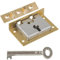 Medium Brass Half Mortise Chest or Box Lock w/Skeleton Key | S-9 (with One Key)