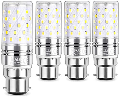 SAUGLAE B22 LED Mais Leuchtmittel 12W, Entspricht 100W Glühbirnen, 6000K Kaltweiß, 1450Lm, Bajonett Kappe LED Birne, Pack of 4