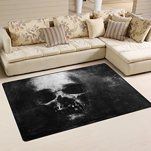 Use7 Tag der Toten Totenkopf-Teppich, rutschfeste Bodenmatte, Fußmatten, Wohnzimmer, Schlafzimmer, 50 x 80 cm