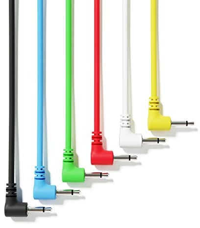 ExcelValley - Rechtwinkliger Mono Modular Patchkabel TS 3,5mm 1/8 Zoll Eurorack Synthesizer [6A-Pack | 15 cm - 5,91]