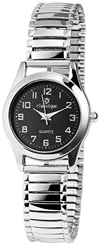 Classique Damen–Zugarmbanduhr Edelstahl Armbanduhr Analog Quarz 1700018