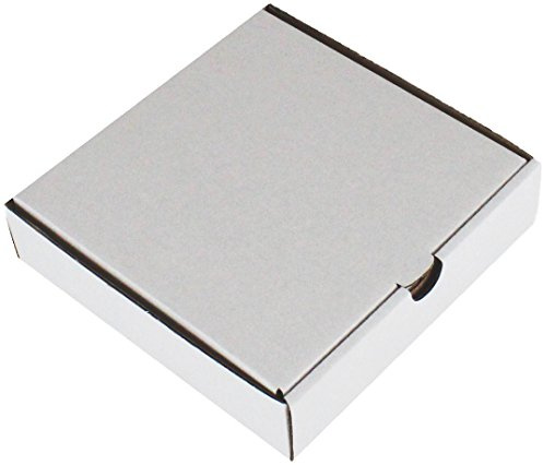 MEG4TEC Pack of 25 Pizza Style Postal Boxes 7 Inch - Takeaway Fast Food Cake Packaging White - 19cm x 19cm x 5cm