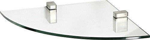 ib style® Glasregal | Eckregal | Viertelkreis |inkl. Befestigungsclip Cono Edelstahloptik | 3 Dekore | 6mm - 25x 25 cm - Satiniert