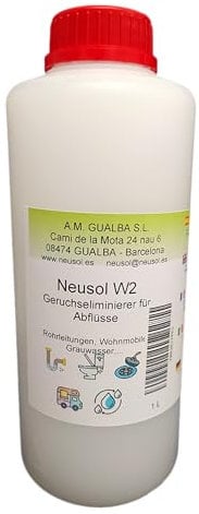Neusol W2 1L Elimina odori Tubi pluviali Tubi di scarico Tubi di scarico Fossa settica Impianto di trattamento Camper Acque nere e grigie Anti-odore Rimuove odori e fastidi