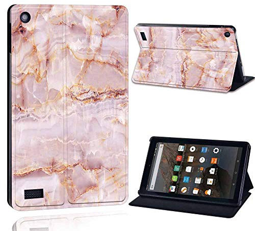 FINDING CASE Fit Amazon Fire 7 (9th Gen 2019) Tablet - Printed PU Flip Leather Smart Lightweight Shell Stand Cover Case for Fire 7 (9th Gen 2019) (Pastel Marble)