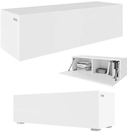 PLATAN ROOM Fernsehschrank TV-Lowboard 105/140 / 160/210 / 280 In Weiß Hängend Oder Stehend Hochglanz Matt (105 x 30 x 32, Weiß Matt)