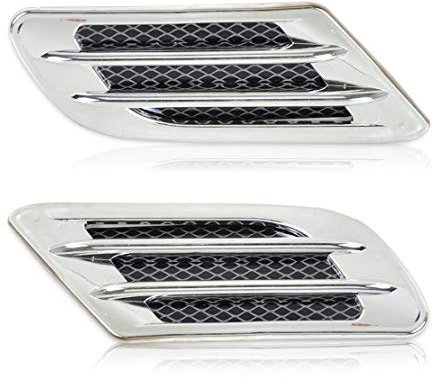 Dekorative Gitter Lufteinlass Air Flow Aufkleber Belüftungsöffnungen Lüftungsschlitze Seitenaufkleber für Kotflügel sarachen INION (2x SILBER)