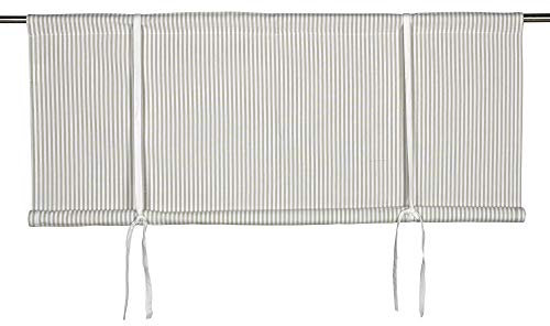 Skandinavisch Französisch Design Scheibengardine Raff Gardine Raffrollo 'Oskar' 100 x 90 cm (BxH) Offwhite Sand Baumwolle Landhaus Skandi