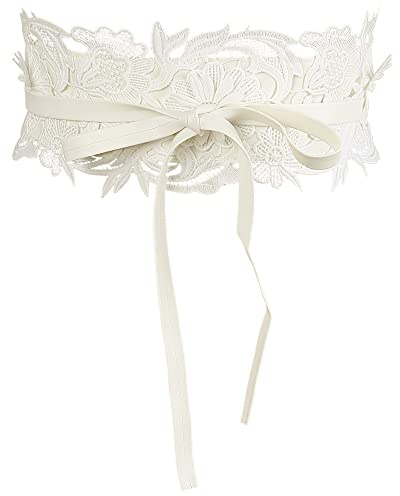 Allegra K Women's Elegant Lace Wide Wrap Belt With Obi Corset Cinch Bowknot | Lace wrap belt, adjustable slimming, elegant bowknot, for weddings, parties daily