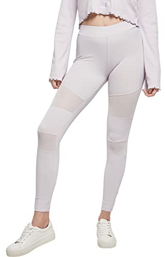 Urban Classics Leggings, Sportivi a Vita Alta con Inserti Mesh Elasticizzati con Vestibilità Regolare e Gamba Affusolata, da Donna, Bianco (Softlilac), M