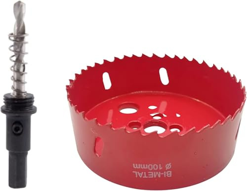 TUNEZ® - Set di seghe a tazza M42, con foro esagonale e centraggio per trapano in metallo, per legno, metallo, cartongesso, lamiera di ferro, tubo di plastica (100 MM)