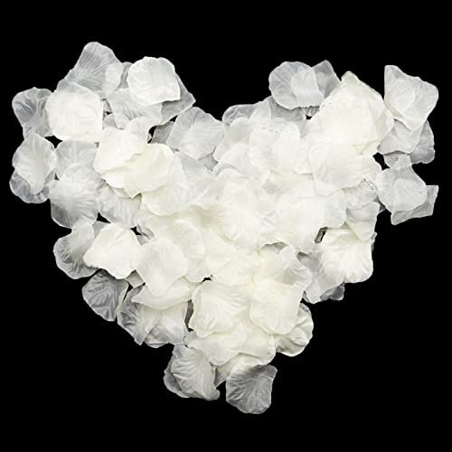 LAMXD 1000 Pcs Rose Petals Artificial Silk Flowers Petals No-Taste Artificial Roses for Wedding Decoration Confetti Table Valentine's Day Party Fake Roses Petals (Off White)