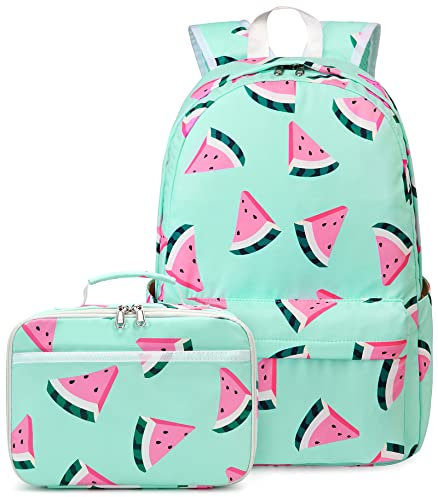 CAMTOP Backpack for Girls Boys Kids School Backpack with Lunch Box Preschool Kindergarten BookBag Set, Watermelon Green, Popular