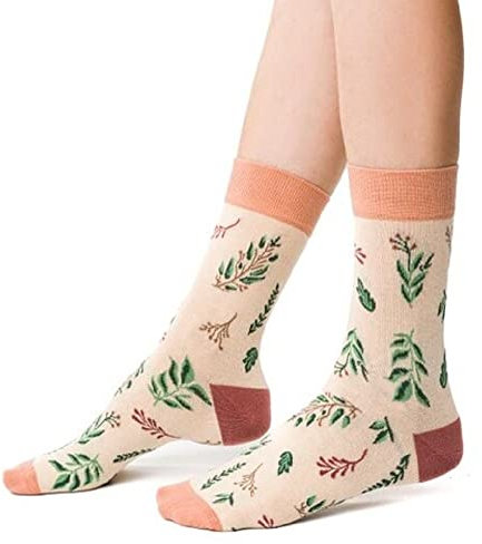 STEVEN Chaussettes En Coton Avec Motif De Fleurs Pour Femmes Et Ados, Chaussettes Mi-mollet Imprimées De Fleurs Pour Femmes, Amoureux De La Nature, Multicolore, EU35-37,38-53