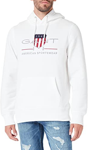 Gant Herren Reg Archive Shield Hoodie Kapuzenpullover, Eggshell, XL EU