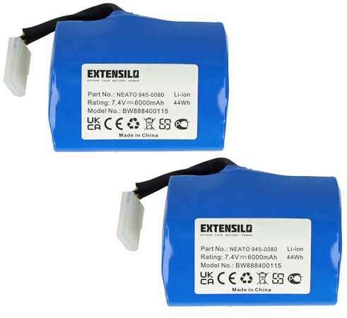 EXTENSILO 2X Akku kompatibel mit Vorwerk VX100 Elektrowerkzeug, Staubsauger, Saugroboter (6000 mAh, Li-Ion, 7,4 V)