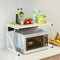 SHISHI Support à Micro-Ondes en Métal et Bois, 2 Niveaux, Étagère de Cuisine Comptoir, Étagère Rangement Cuisine, Organisateur de Rangement Extensible, 54×34,5×35 cm - Blanc