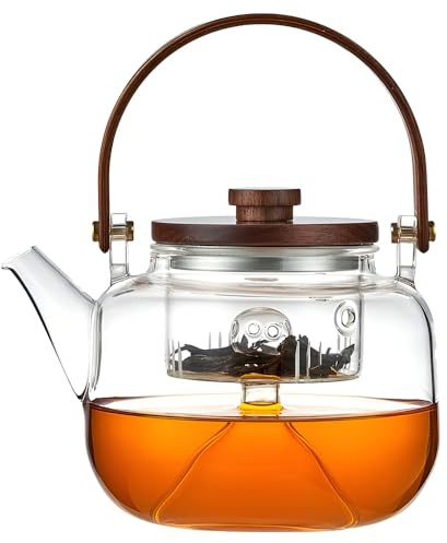 Jauhmui Glas Teekanne mit Siebeinsatz 800 ml Tea Pot für Herd Elektroherd