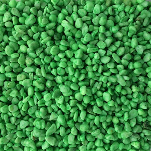 YUSEE Fish Tank Aquarium Gravel Substrate Coloured, Mixed and Natural Aquatic Decorative Small Stones Pebbles Ideal for Plants (10KG, Green)