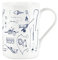 Purely Home Vintage Hobbies Range - Fishing and Angling Themed Mug - Fine Bone China Style White Mug Coffee/Tea Gift