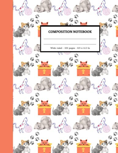 Cute Cats 007 | Composition Notebook : Wide ruled 100 pages 8.5 x 11 inches | Nice Gifts for Teens: School Supplies: Inspired by 100 Lined Paper for Boys, Girls and Students.
