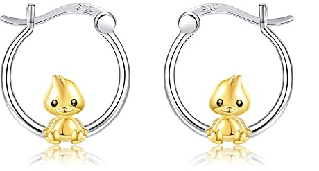 JERWLI Pilz Waschbär Enten Ohrringe 925 Sterling Silber Schnecke Creolen Ohrringe Waschbär Enten Pilz Schmuck Geschenke für Damen Frauen Mädchen Tochter Mutter Natur Liebhaber