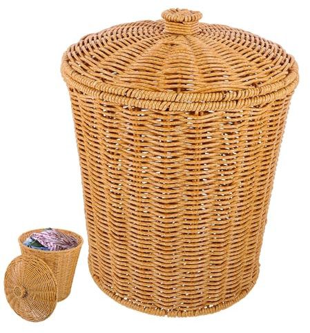 Cabilock Laundry Basket Bed Room Bin Lid Wicker Basket for Clothes Home Storage
