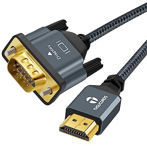 Thsucords Geflochtenes HDMI auf VGA Kabel 1,5M (Stecker auf Stecker) vergoldet kompatibel mit 720p/1080p Computer,Desktop,Laptop,PC, Monitor,Projektor