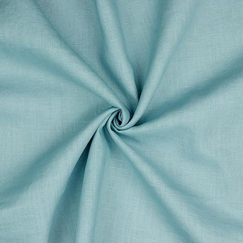 Leinen Stoff Meterware Uni 40 farben 100% Leinenstoff Naturstoff OEKO-TEX 140cm Breite (019 I Nile)