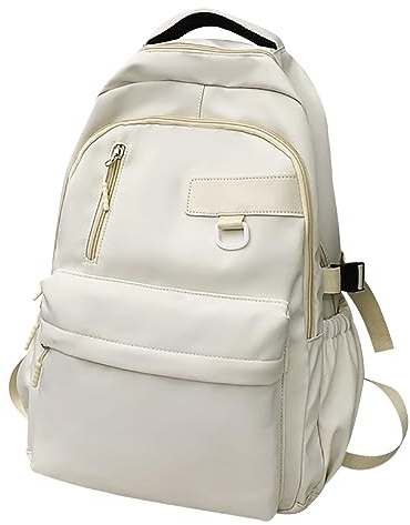 Rucksack Teenager Mädchen Schulrucksack Oberstufe Jungen Mädchen Teenager Rucksack Schule Schultasche Mädchen Damen School Bag Backpack Uni Rucksack Groß Freizeitrucksack Jugendliche Mädchen Beige