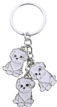 COLORFUL BLING Niedlicher Schlüsselanhänger mit Hundewelpe, Autotasche, Charm, Geschenke für Frauen, Männer, Jungen, Mädchen, Geburtstag, Weihnachten, Welpe, Hund, hängender Schlüsselanhänger, Bichon