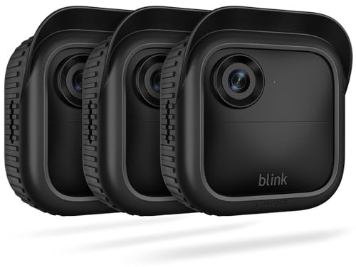 CaseBot Silicone Case for Blink Outdoor 4 (4th Gen) Camera - [3-Pack] Weatherproof Skin Cover with Hat Brim for All-New Blink 4 Smart Security Camera, Black