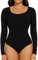 Joyshaper Bodysuit for Women Long Sleeve Crew Neck Stretchy Bodysuit Top Thong Body Suit with Snap Closure Black M