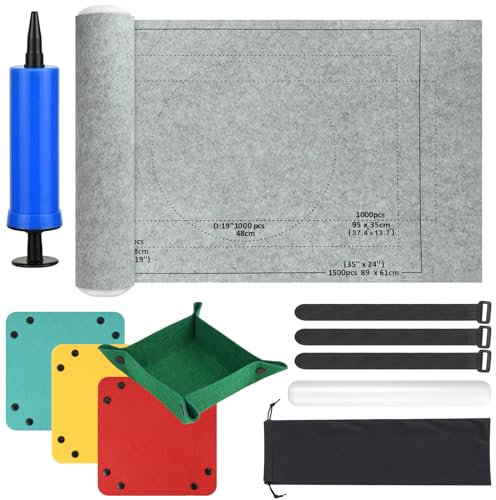 Puzzle Matte, Puzzlematte für BIS 500 1000 1500 Puzzle Teile, Puzzleunterlage zum Rollen, Jigsaw Puzzles Storage Felt Mat, Puzzle Pad mit 4 Puzzle Sortierer, Tragbare Puzzle Rolle (46 * 26In)