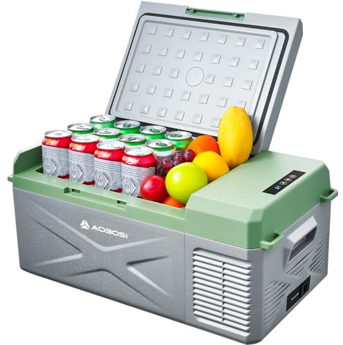 AAOBOSI Car Fridge 17L, Camping Fridge Freezer -20°C To 20°C, Car Refrigerator 12/24V DC100-240 V AC For Campervan Outdoor Rv Camping Travel Vehicles Home Use