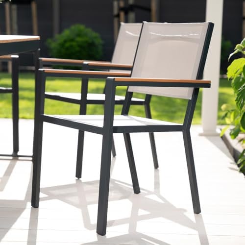Home Deluxe Gartenstuhl stapelbar SEDIA - 3 Stück | Stapelstuhl, Balkonstuhl, Terrassenstuhl
