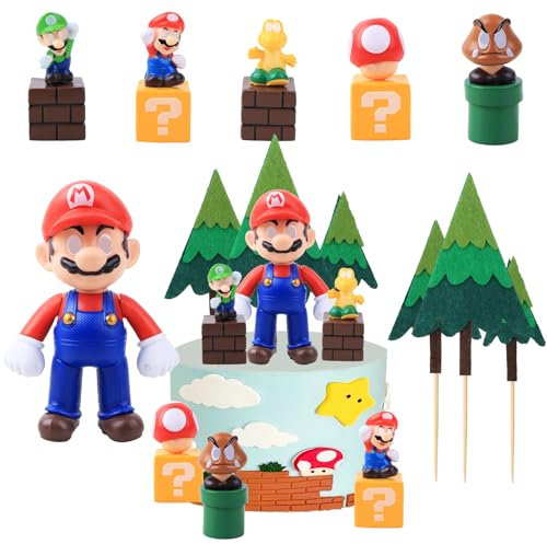 9 Stück Figuren Tortendeko, Super Tortendeko Geburtstag Deko Happy Birthday Tortenaufleger Kuchen Dekoration Geburtstag Party Cake Topper für Mädchen Jungen Kinder