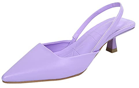 Pumps Donna Slingback – Sandali Business Tacchi alti Pointed Toe Slingback Sandalo Partito Corte Scarpe da Corte Scarpe da Sposa Fibbia Elegante Scarpe da Sera Alto, Lilla, 39 EU