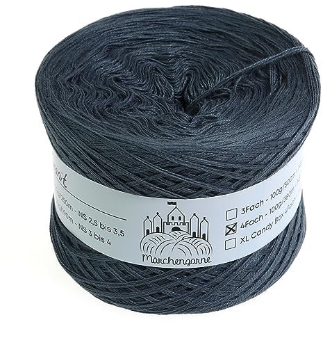 Bobbel einfarbig 200g - 760m 4 fädig Bobbel Wolle Farbverlaufsgarn handstrickgarn stricken häkeln (Granit)