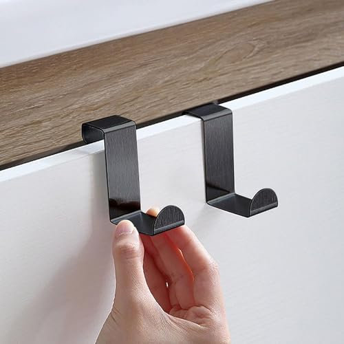 CHEFZOCO Design Z-Schranktürhaken, Garderobenhaken, Türhaken, Türhaken, Türhaken, Edelstahl, Schwarz, 2 Stück