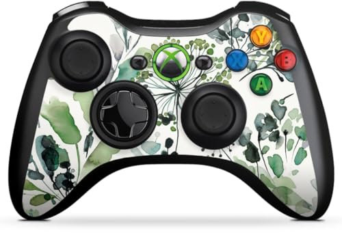 DeinDesign Skin kompatibel mit Microsoft Xbox 360 Controller Folie Sticker Eukalyptus Wasserfarbe Blumen