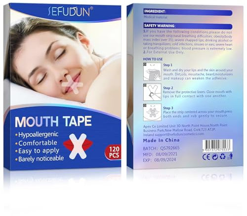 Mouth Tape | Mundpflaster | Anti Schnarchpflaster | Gegen Schnarchen | Bessere Nasenatmung | Besser atmen | Nasenpflaster | Nasenstrip | Allergie | 120 Stück