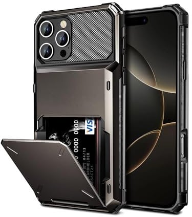 Vunake for iPhone 16 Pro Case with Card Holder iPhone 16 Pro Wallet Case [Max 4 Cards] Dual Layer Protective Case Heavy Duty Hard PC TPU Bumper Shockproof Case for iPhone 16 Pro,6.3 inch